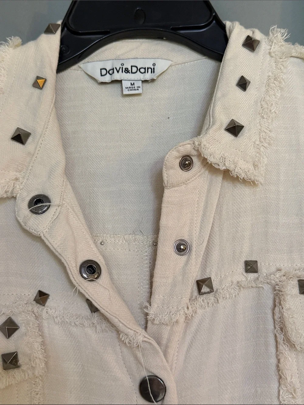 Blouse by Davi & Dani size medium. Beige with metallic studs and snaps